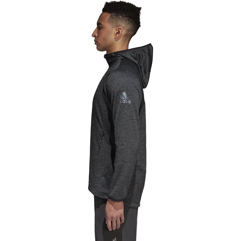 Adidas Men's Training Climawarm Gray Fleece Hoodie View 2